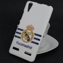 Силиконов калъф / гръб / TPU за Lenovo A6000 / A6010 - Real Madrid / бял