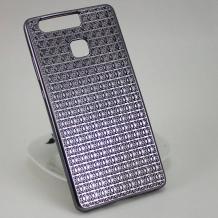 Луксозен силиконов калъф / гръб / TPU за Huawei P9 - тъмно сив / релефен