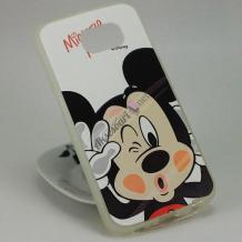 Силиконов калъф / гръб / TPU за Samsung Galaxy S6 Edge G925 - бял / Mickey Mouse