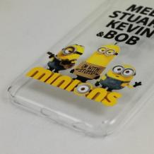 Твърд гръб за Apple iPhone 6 / iPhone 6S - прозрачен / Minions / Meet Stuart Kevin & Bob