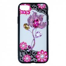 Силиконов калъф / гръб / TPU за Apple iPhone 7 / iPhone 8 - розови цветя