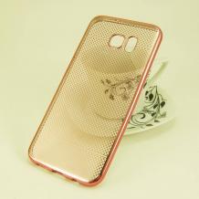 Силиконов калъф / гръб / TPU за Samsung Galaxy S7 Edge G935 - розов / мрежа 