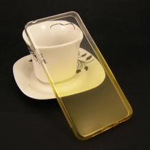 Силиконов калъф / гръб / TPU 2in1 за Samsung Galaxy A3 2016 A310 - прозраченo и златисто / брокат