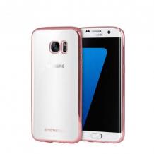 Луксозен силиконов калъф / гръб / TPU TOTU Design Jane Series за Samsung Galaxy S7 Edge G935 - прозрачен / розов кант