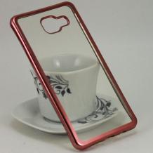 Луксозен силиконов калъф / гръб / TPU за Samsung Galaxy A5 2016 A510 - прозрачен / Rose Gold кант