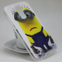 Силиконов калъф / гръб / TPU за LG K10 - бял / Minion