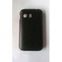 Заден предпазен твърд гръб / капак / за Samsung Galaxy Y S5360 - черен имитиращ кожа