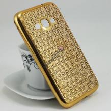 Луксозен силиконов калъф / гръб / TPU за Samsung Galaxy J5 J500 - златист / релефен