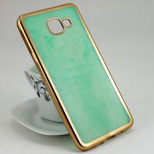 Луксозен силиконов калъф / гръб / TPU за Samsung Galaxy A5 2016 A510 - резеда / керамичен / златист кант