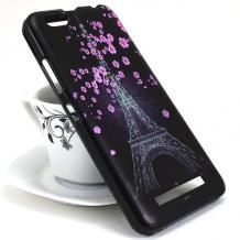 Силиконов калъф / гръб / TPU за Huawei P20 - Айфелова кула / лилави цветя