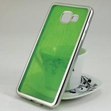 Луксозен силиконов калъф / гръб / TPU за Samsung Galaxy A5 2016 A510 - зелен / керамичен / сребрист кант