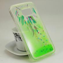 Силиконов калъф / гръб / TPU за Samsung Galaxy S7 G930 - прозрачен със зелено / капан