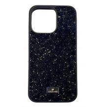 Луксозен твърд гръб Swarovski за Apple iPhone 15 Pro (6.1) - черен / камъни