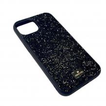 Луксозен твърд гръб Swarovski за Apple iPhone 13 6.1'' - черен / камъни