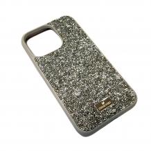 Луксозен твърд гръб Swarovski за Apple iPhone 13 6.1'' - сребрист / камъни
