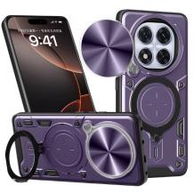 Удароустойчив гръб TPU кейс Slide Camera Case Magnetic Finger Ring Car Holder за Xiaomi Redmi Note 14 Pro Plus - лилав