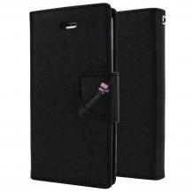 Луксозен кожен калъф Flip тефтер със стойка MERCURY Fancy Diary за Lenovo Vibe C / A2020 - черен