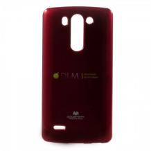 Луксозен силиконов калъф / гръб / TPU Mercury GOOSPERY Jelly Case за LG G3 S / LG G3 Mini D722 - червен