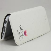 Кожен калъф Flip тефтер Flexi със стойка за Apple iPhone 6 / iPhone 6S - бял / Victoria`s Secret
