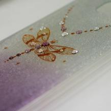 Луксозен силиконов калъф / гръб / TPU KINGXBAR с камъни Swarovski за Samsung Galaxy S7 Edge G935 - сребристо с лилаво / преливащ / водно конче / брокат