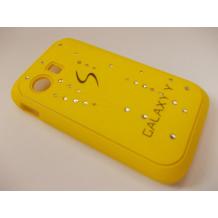 Заден предпазен твърд гръб / капак / с камъни за Samsung Galaxy Y S5360 - жълт