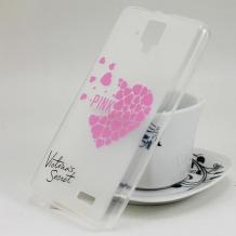 Силиконов калъф / гръб / TPU за Lenovo A536 - бял / розови сърца / Victoria`s Secret / мат