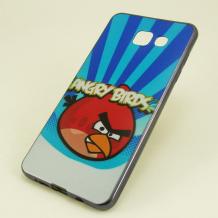 Луксозен ултра тънък силиконов калъф / гръб / TPU Ultra Thin за Samsung Galaxy A5 2016 A510 - синьо райе / Angry Birds
