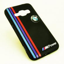 Ултра тънък силиконов калъф / гръб / TPU Ultra Thin i-Zore Case за Samsung Galaxy J1 2016 J120 - BMW / MPower / черен с червено и синьо райе