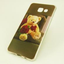 Луксозен ултра тънък силиконов калъф / гръб / TPU Ultra Thin за Samsung Galaxy A5 2016 A510 - Teddy Bear / рози