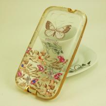 Луксозен силиконов калъф / гръб / TPU с камъни за Samsung Galaxy S3 I9300 / Samsung S3 Neo i9301 - Eternity / пеперуда / цветя