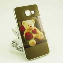 Луксозен ултра тънък силиконов калъф / гръб / TPU Ultra Thin за Samsung Galaxy A3 2016 A310 - Teddy Bear / рози