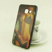 Луксозен ултра тънък силиконов калъф / гръб / TPU Ultra Thin за Samsung Galaxy A3 2016 A310 - American flag / Girl