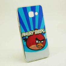Луксозен ултра тънък силиконов калъф / гръб / TPU Ultra Thin за Samsung Galaxy A3 2016 A310 - синьо райе / Angry Birds