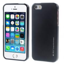 Луксозен силиконов калъф / гръб / TPU MERCURY i-Jelly Case Metallic Finish за Apple iPhone 5 / iPhone 5S / iPhone SE - черен