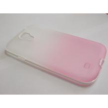 Силиконов гръб / калъф / ТПУ за Samsung Galaxy S4 i9500 / Самсунг S4 i9505 - розово и бяло с бял твърд кант