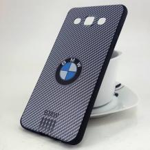 Ултра тънък силиконов калъф / гръб / TPU Ultra Thin за Samsung Galaxy J3 / J3 2016 J320 - BMW / карбон / сив
