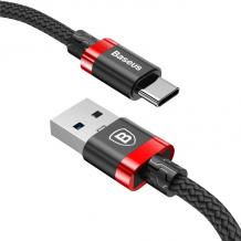 Оригинален USB кабел BASEUS Golden Belt 2A за зареждане и пренос на данни 2в1 1,5m за Apple - черен с червено