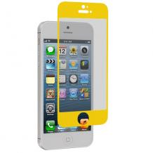 Стъклен скрийн протектор / Tempered Glass Protection Screen / за дисплей на Apple iPhone 5 / iPhone 5S / iPhone 5C - жълт