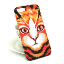 Силиконов калъф / гръб / TPU за Apple iPhone 7 - коте / оранжев