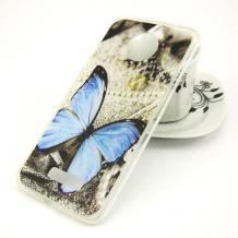 Силиконов калъф / гръб / TPU за Motorola Moto E5 Plus - сив / синя пеперуда