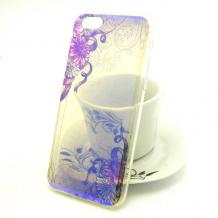 Луксозен силиконов калъф / гръб / TPU за Apple iPhone 6 / iPhone 6S - цветя / блестящ