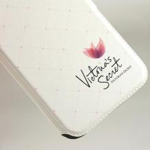 Кожен калъф Flip тефтер Flexi със стойка за Huawei Ascend P8 Lite / Huawei P8 Lite - бял / Victoria`s Secret