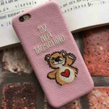 Оригинален гръб Moschino за Apple iPhone 6 / iPhone 6S - розов / мече