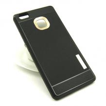 Луксозен силиконов калъф / гръб / TPU за Huawei P9 Lite - черен със златисто / Carbon