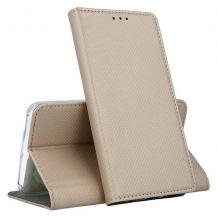 Кожен калъф Flip тефтер Magnet Book със стойка за Samsung Galaxy S25 Edge - златист