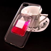 Луксозен силиконов калъф / гръб / TPU 3D за Apple iPhone 7 Plus - прозрачен / парфюм / розови сърца