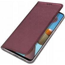 Луксозен кожен калъф Flip тефтер със стойка OPEN за Samsung Galaxy A20e - бордо