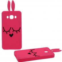 Силиконов калъф / гръб / TPU 3D за Samsung Galaxy J5 2016 J510 - розов / Face / заешки ушички