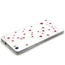Ултра тънък силиконов калъф / гръб / TPU Ultra Thin за Huawei Ascend P8 Lite / Huawei P8 Lite - прозрачен / бели цветя