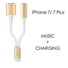 2в1 Lightning Адаптер / златист / към USB 8pin / Audio 3.5mm за iPhone 7G / iPhone 7 Plus / iPad